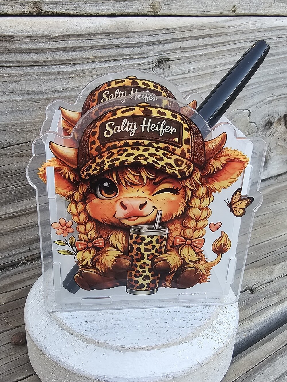Salty Heifer Leopard Cow Acrylic Organizer